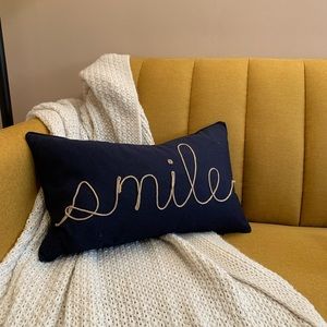 Smile Navy Rope Throw Pillow